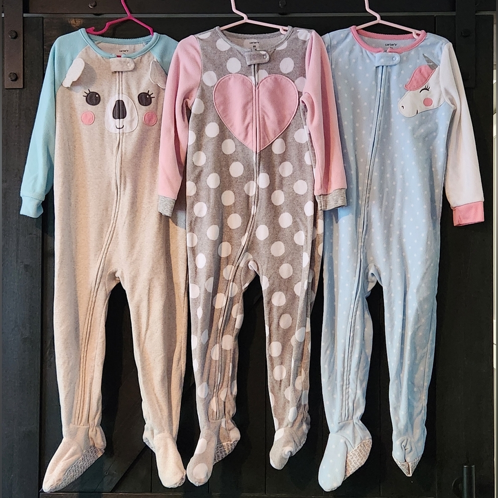 Carter's Fleece Kids Footies - Pink, Gray, Blue